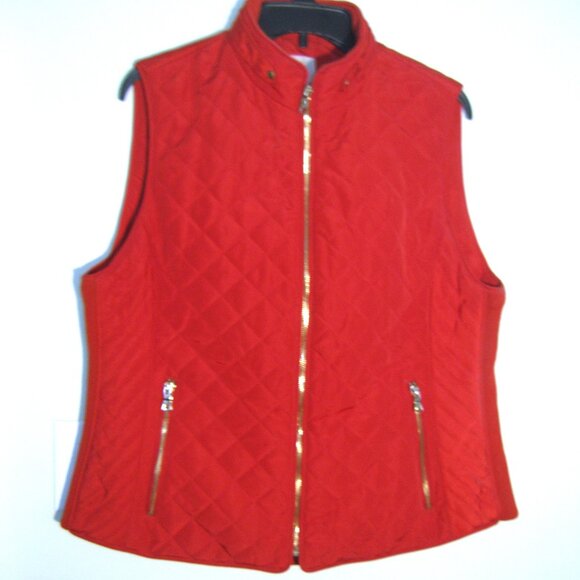 CJ BANKS red quilted zip up vest size XL - Picture 1 of 6
